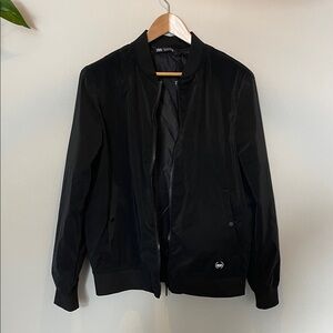 Zara Black Bomber Jacket with Ribbed Trim